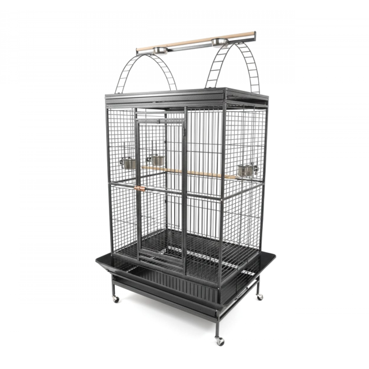 View of Large Black Playtop Bird Cage 102 x 81 x 200 cm – Spacious Parrot Cage ...